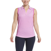 Stripe Open Placket Sleeveless Women